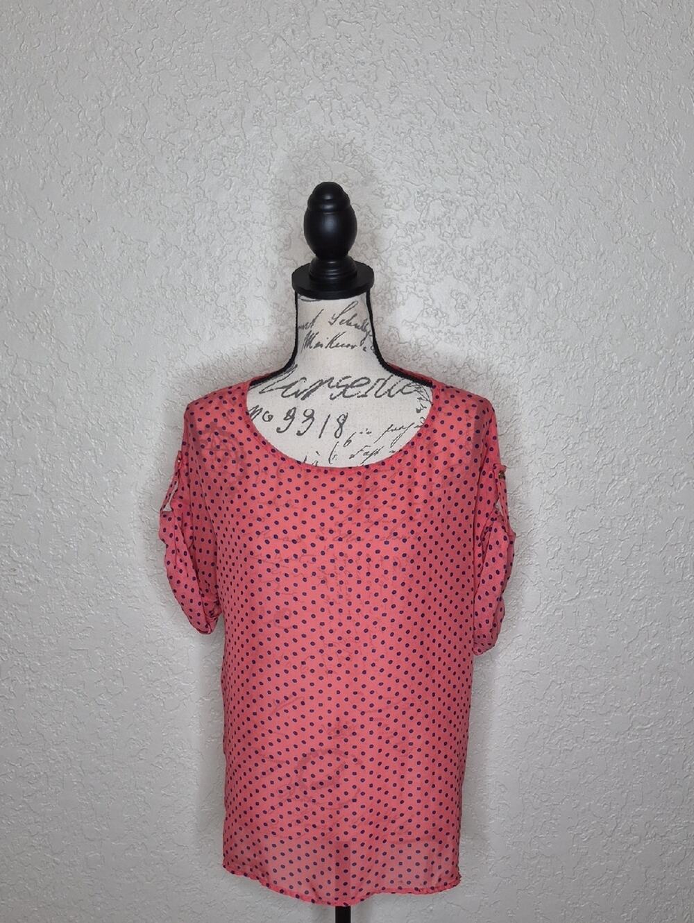 Bobeau Multicolored Polka Dot Sheer Top